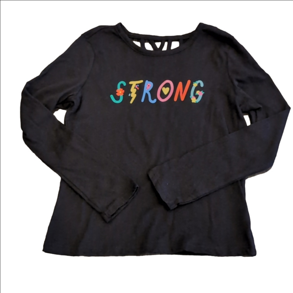 OLD NAVY Strong Long Sleeve Tshirt Strappy Back Black Girls Size Medium